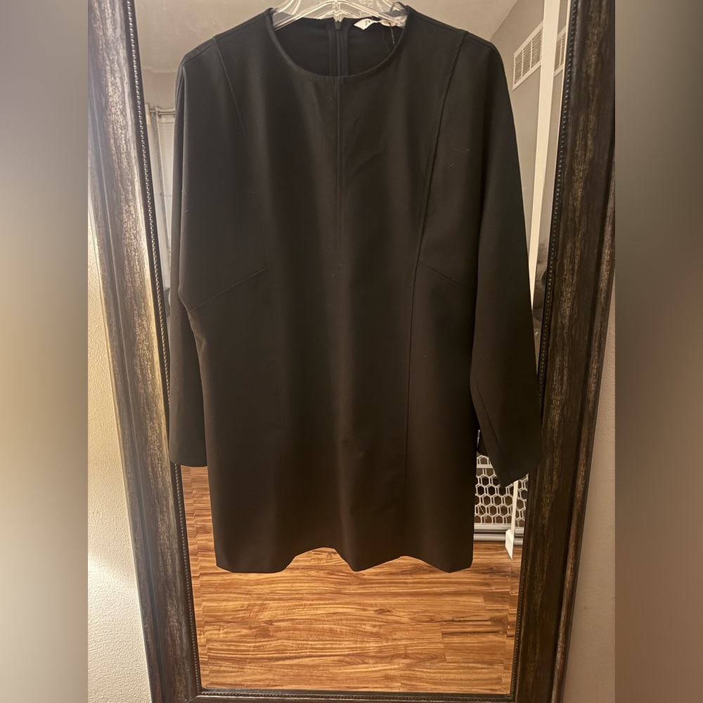 NWOT Zara Long Sleeve Mini Dress Black - Picture 9 of 12